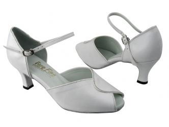 Dance shoes ladies white leather / white patent trim   